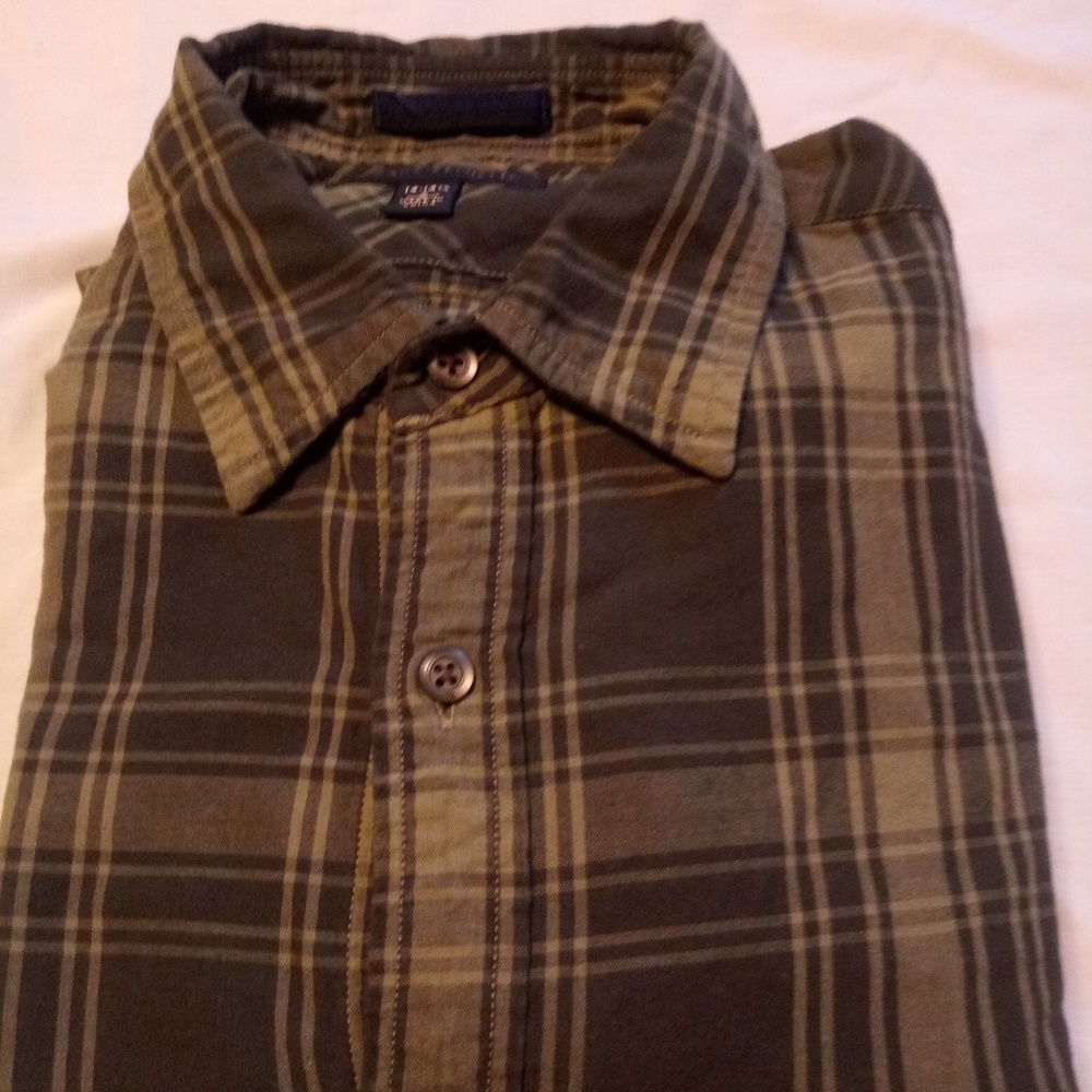 Men's Banana Republic Plaid Shirt Green S 14 14.5